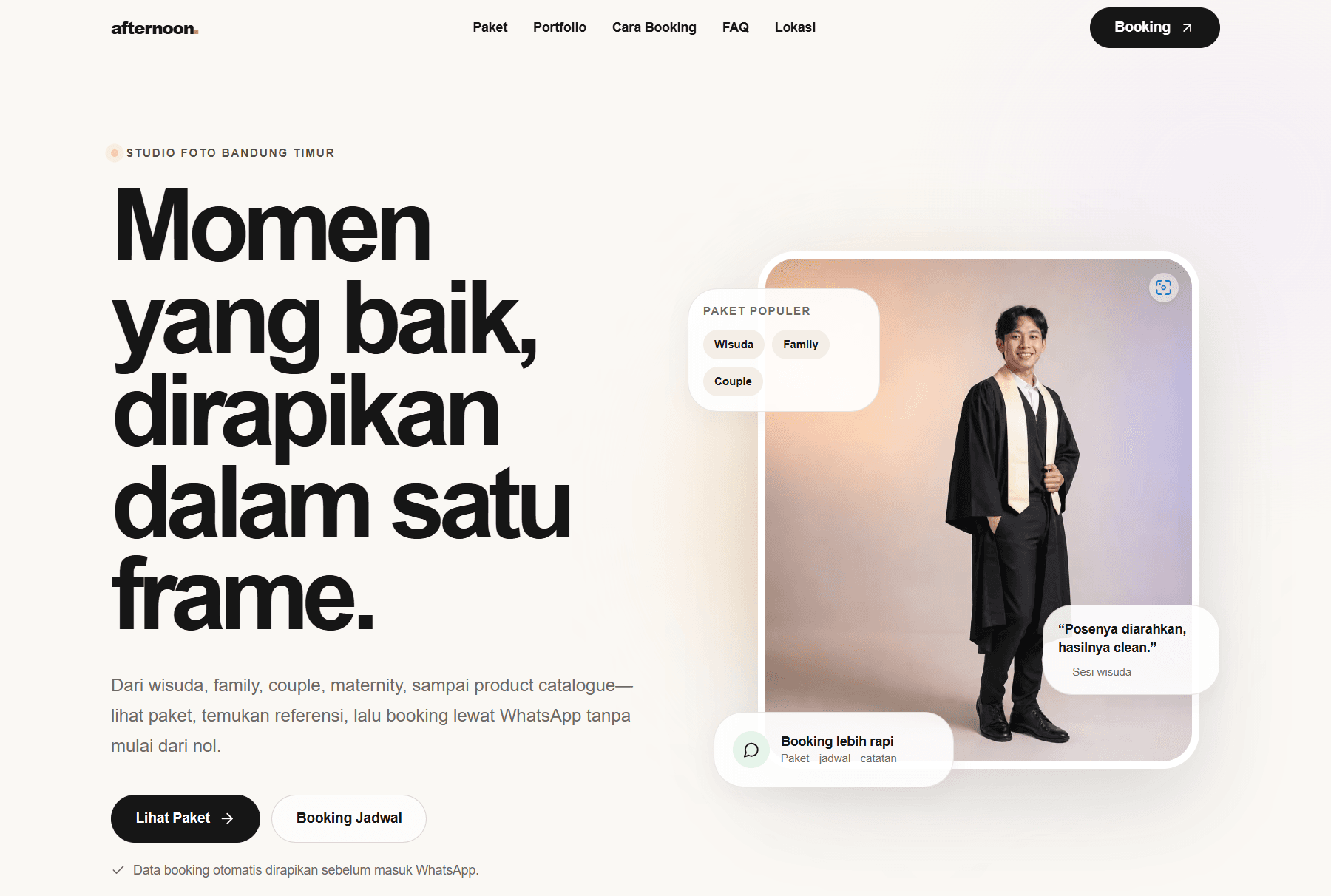 Preview Afternoon Project Photo Studio, company-profile untuk Photography, Creative Service, Local Service.