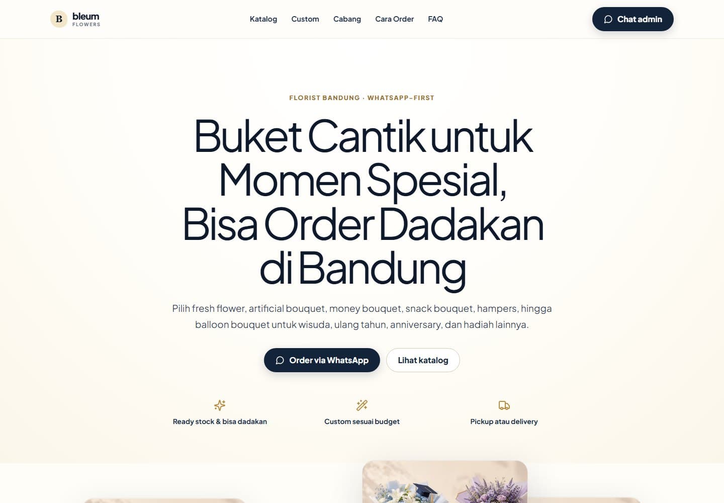 Preview Bleum Florist Catalog, ecommerce untuk Florist, Retail.