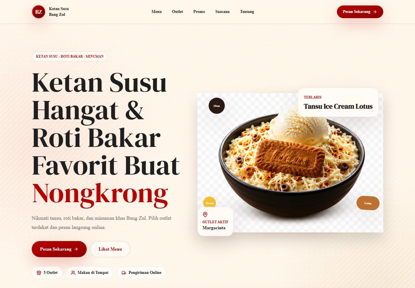 Preview Kedai Tansu Ordering Experience, ecommerce untuk F&B.