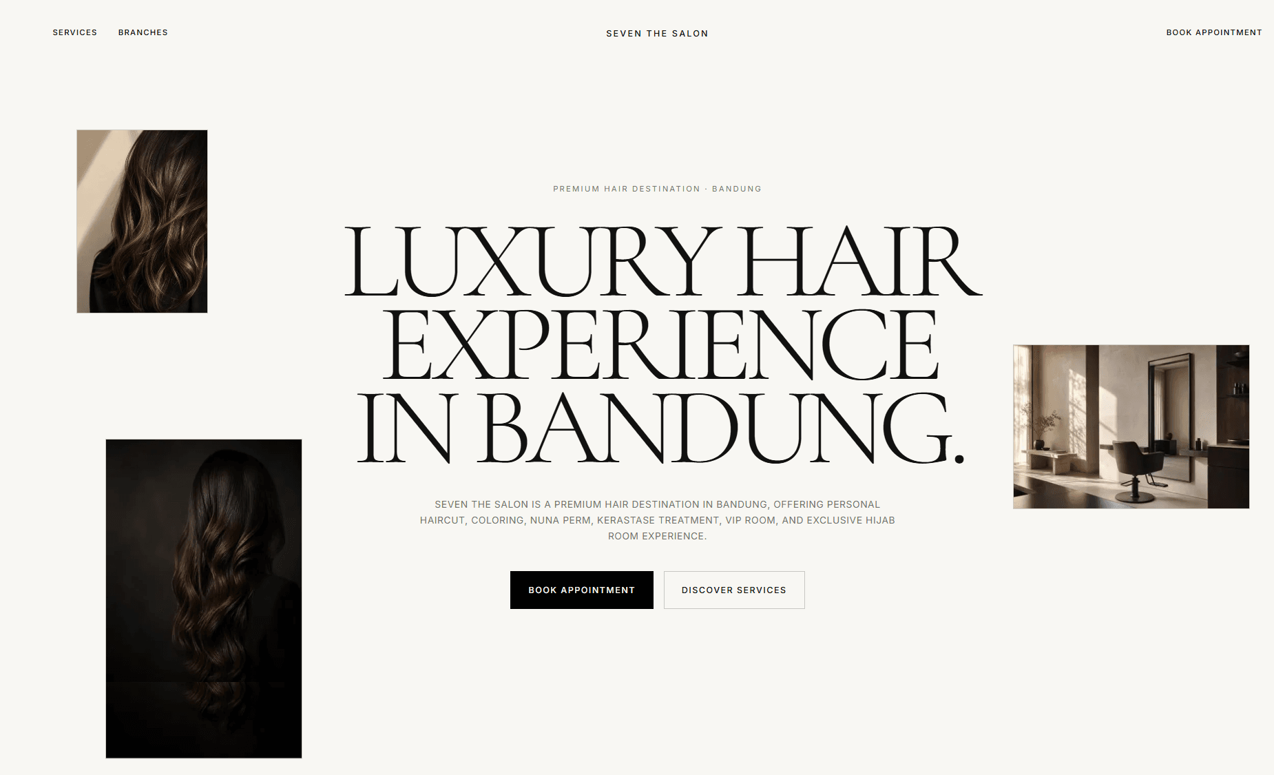 Preview Seven The Salon Editorial Booking, company-profile untuk Salon, Beauty, Local Service.